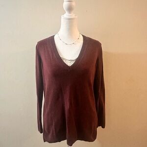Eddie Bauer Women's V-Neck Maroon Sweater